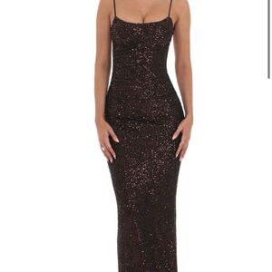 Lucy in the Sky Brown Sequin Backless Bodycon Dress